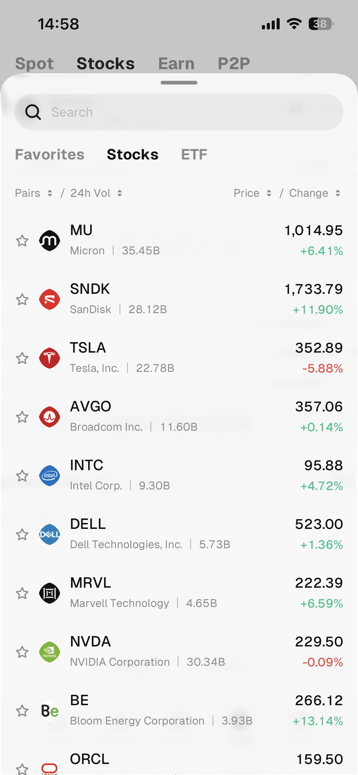 How to Trade U.S. Stock Tokens on the WEEX App: Step 2: Search for a Stock Token 