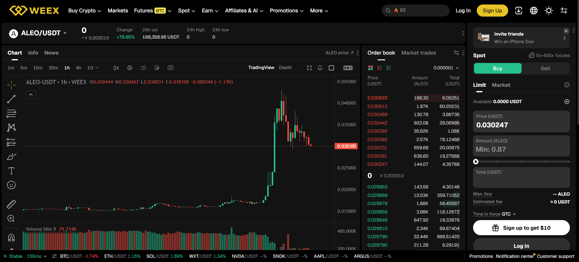 If you are interested in Buy & Sell ALEO on WEEX, click here to jump!